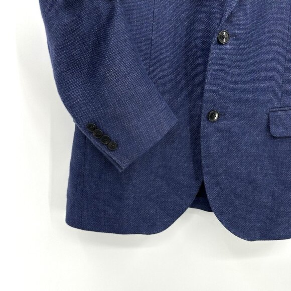 FACONNABLE jacket blazer sport coat wool hemp cupro two button blue US 38R - Picture 5 of 10